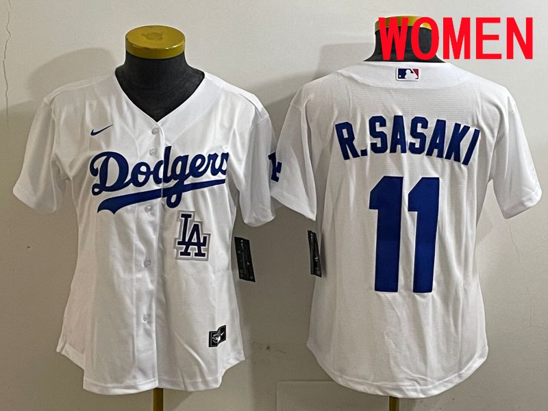 Women Los Angeles Dodgers 11 R.Sasaki White Game 2025 Nike MLB Jersey style 5